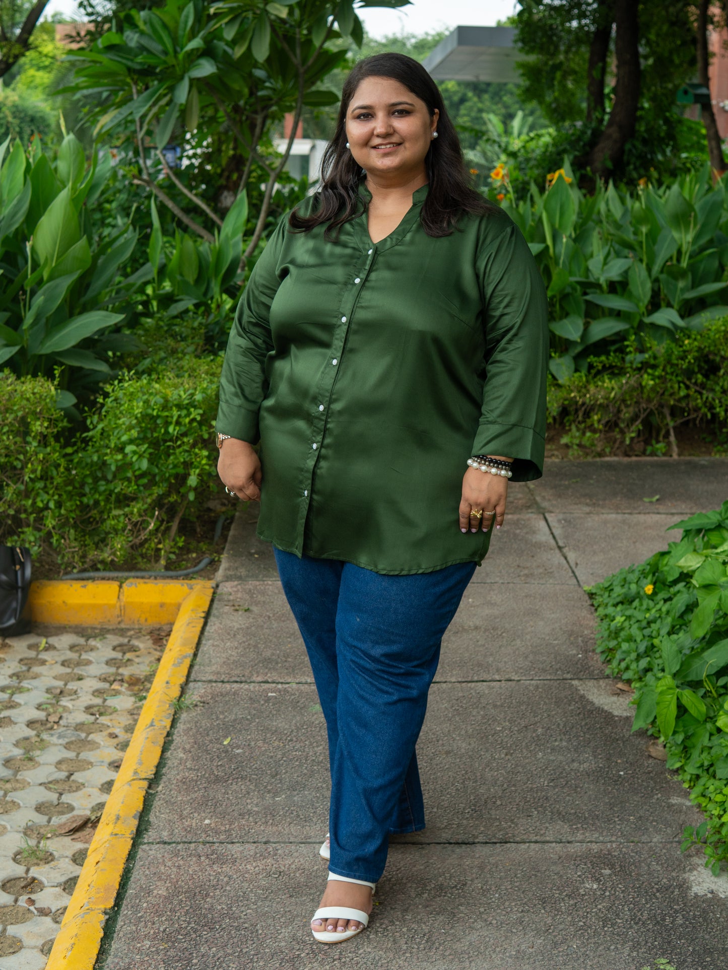 Emerald Luxe Button-Down