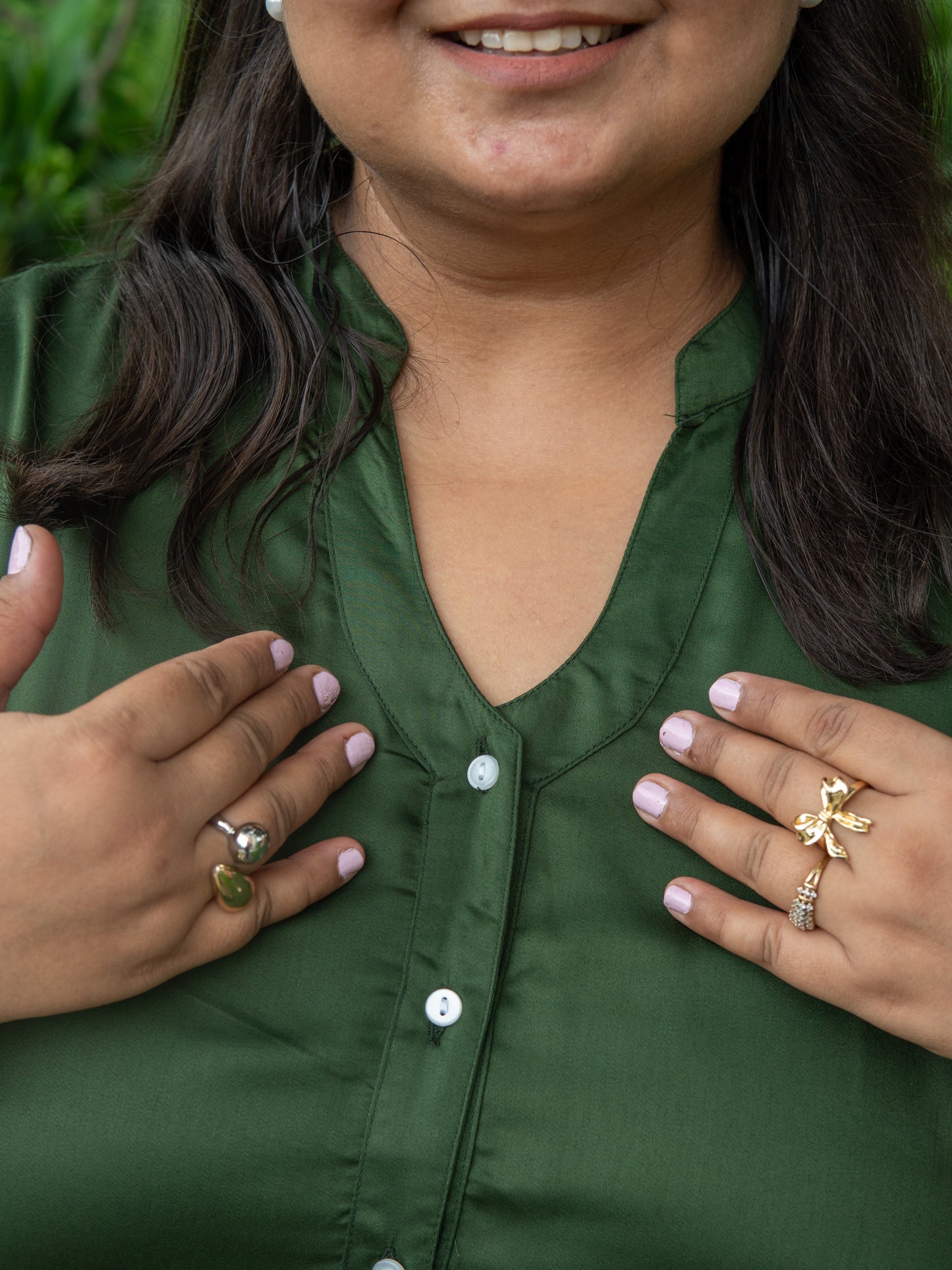 Emerald Luxe Button-Down