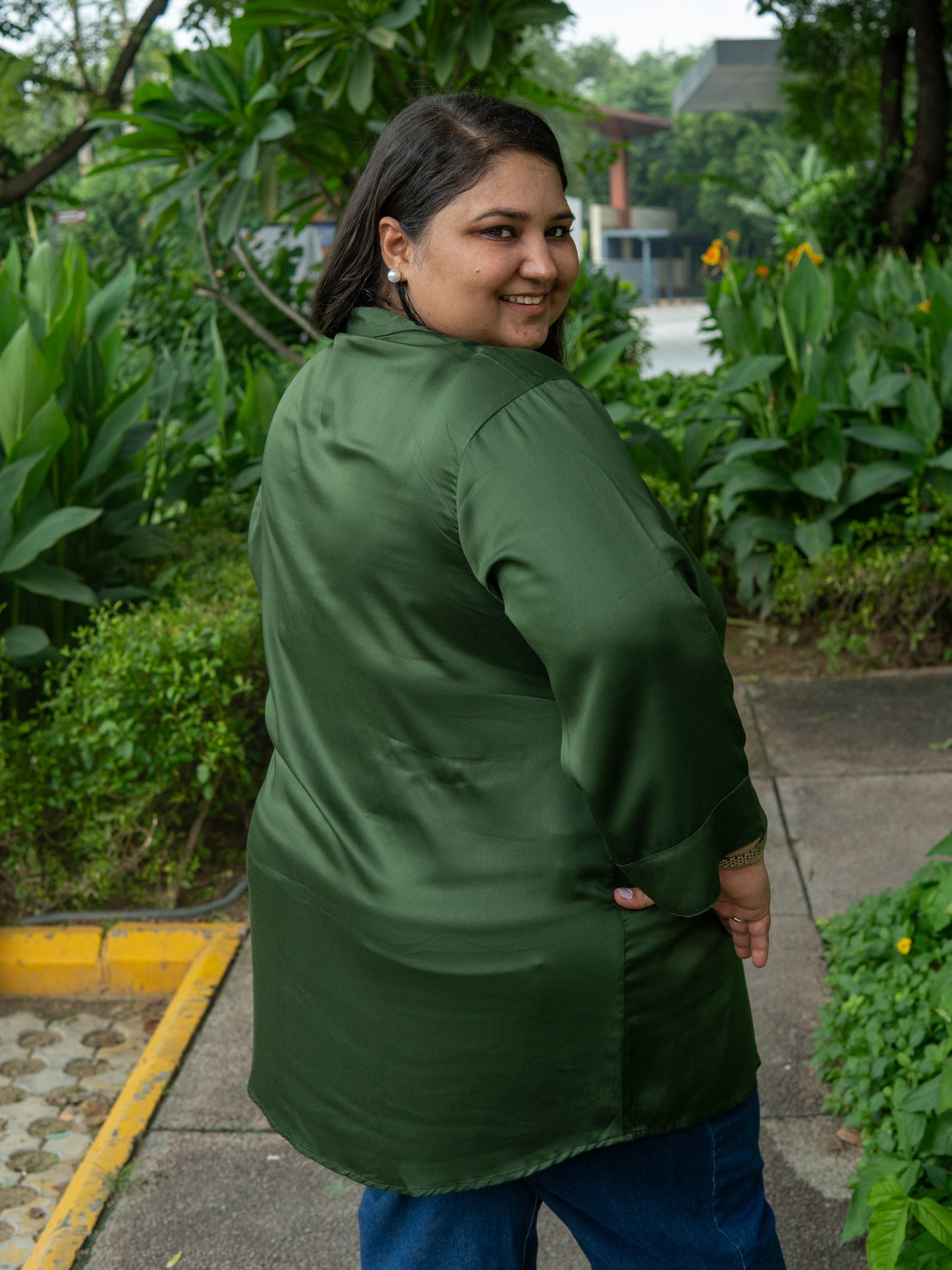 Emerald Luxe Button-Down