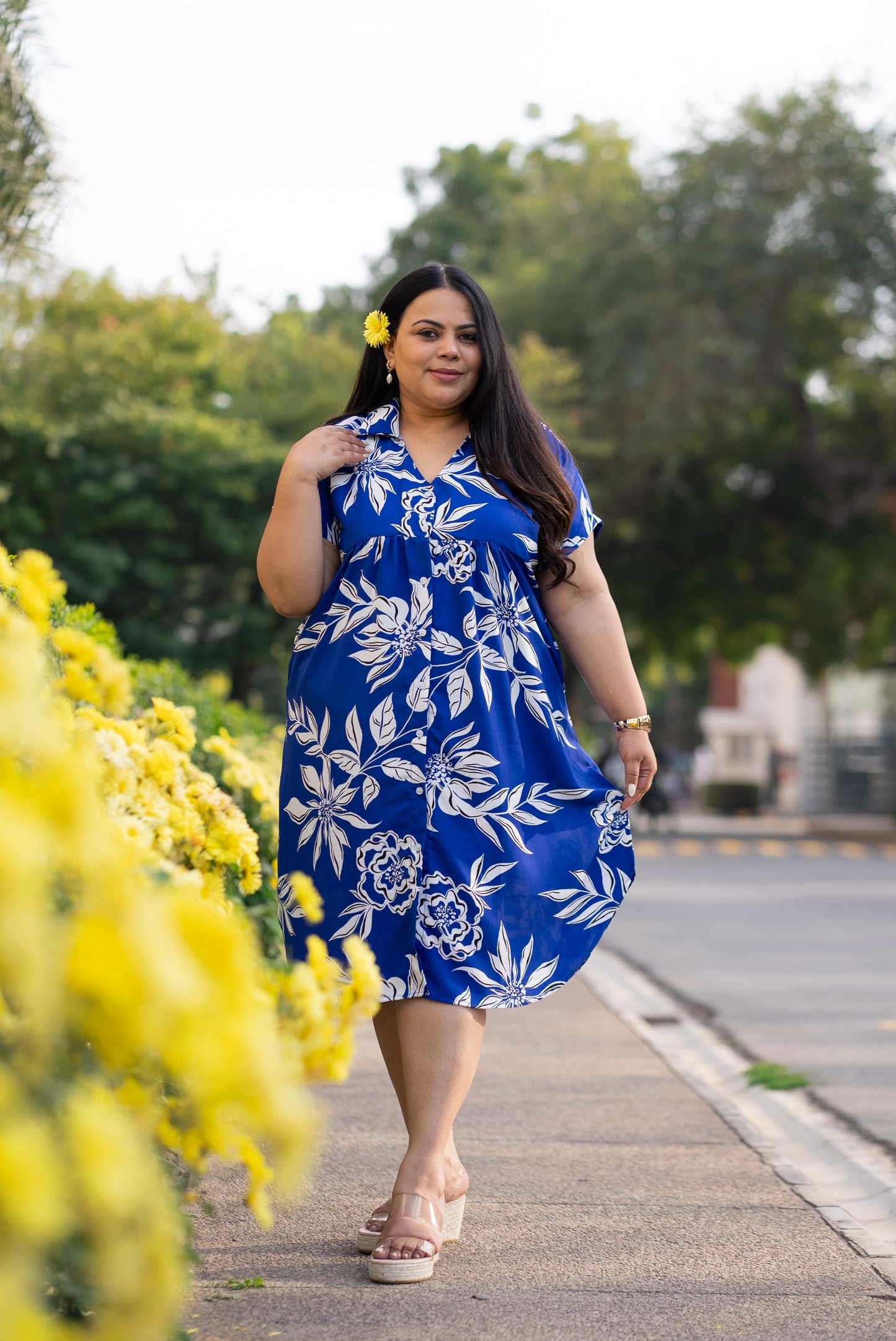 Flawless Blue Collar Elegance Dress