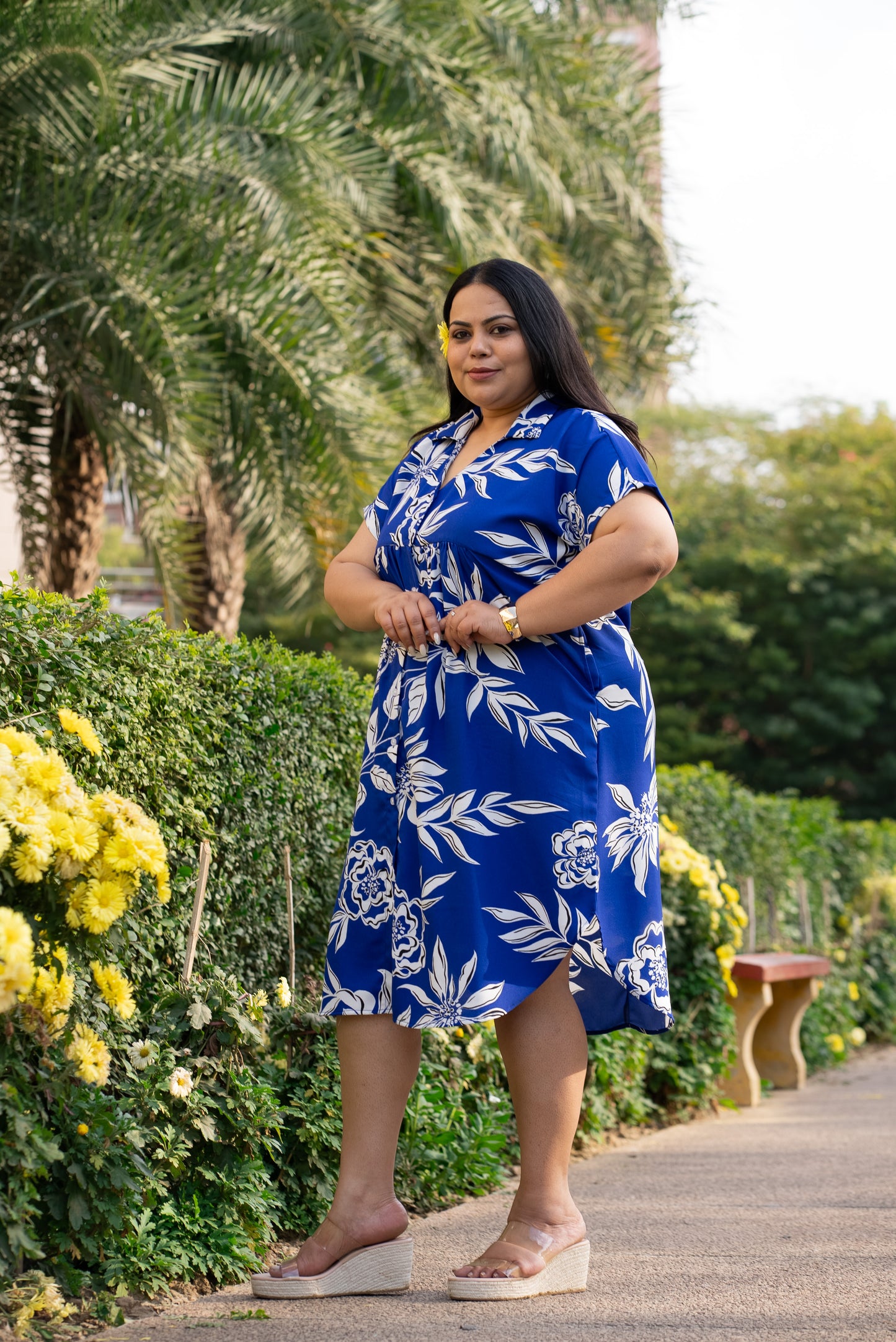 Flawless Blue Collar Elegance Dress