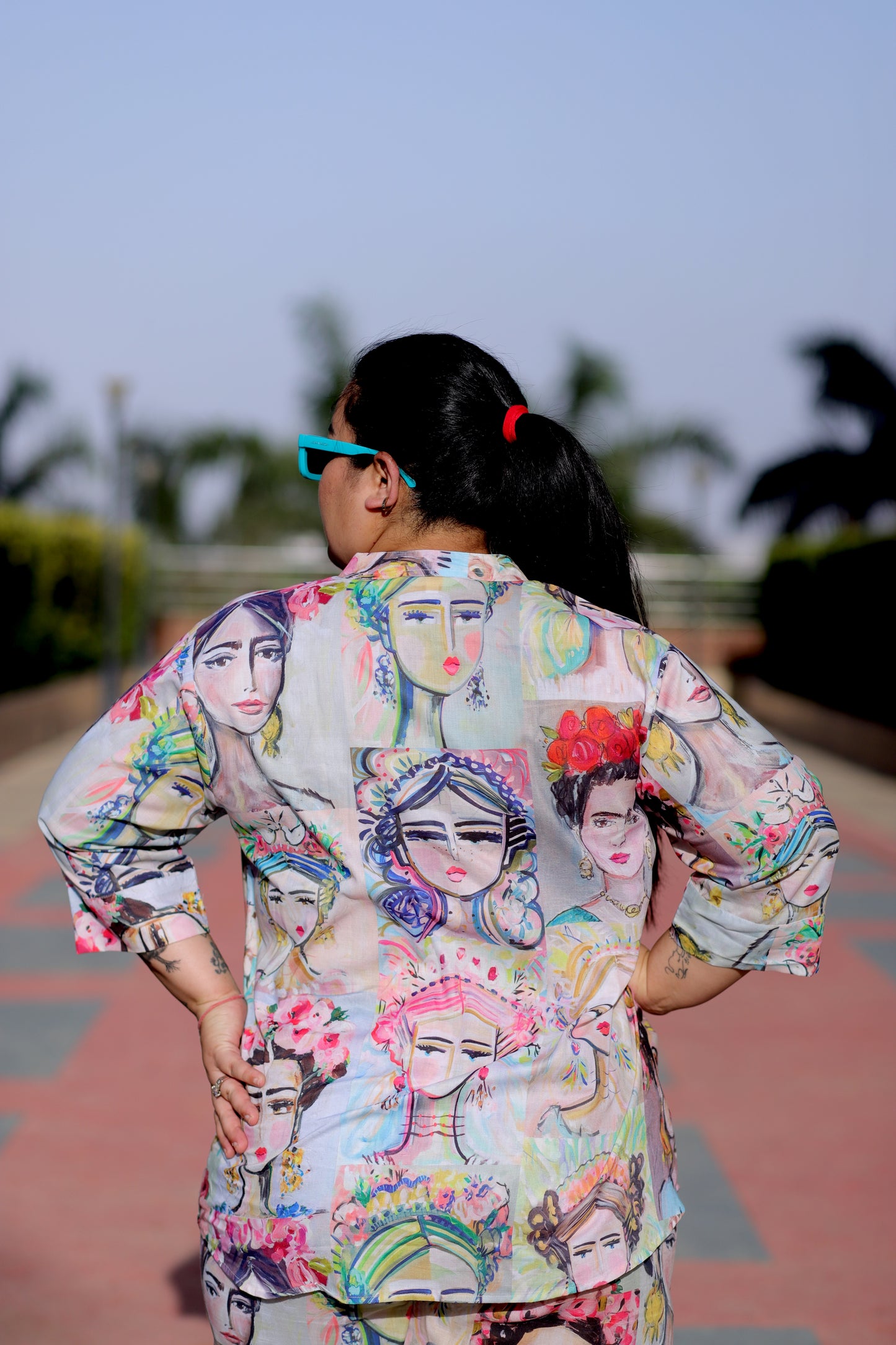 Plus Size 3D Printed Cotton Co-ord Set