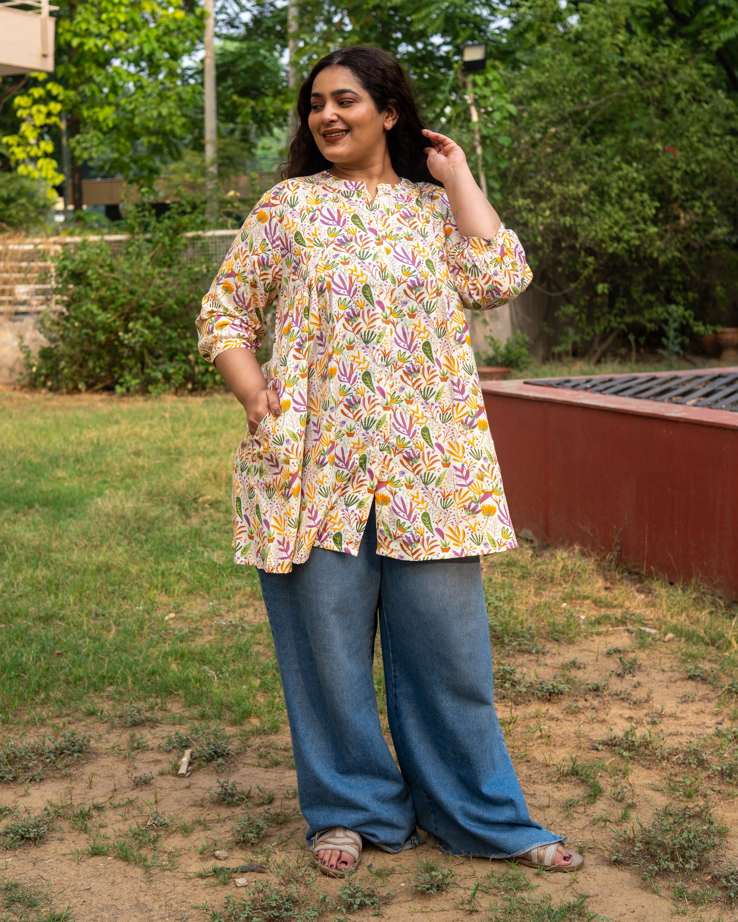 Botanical Print A-Line Tunic