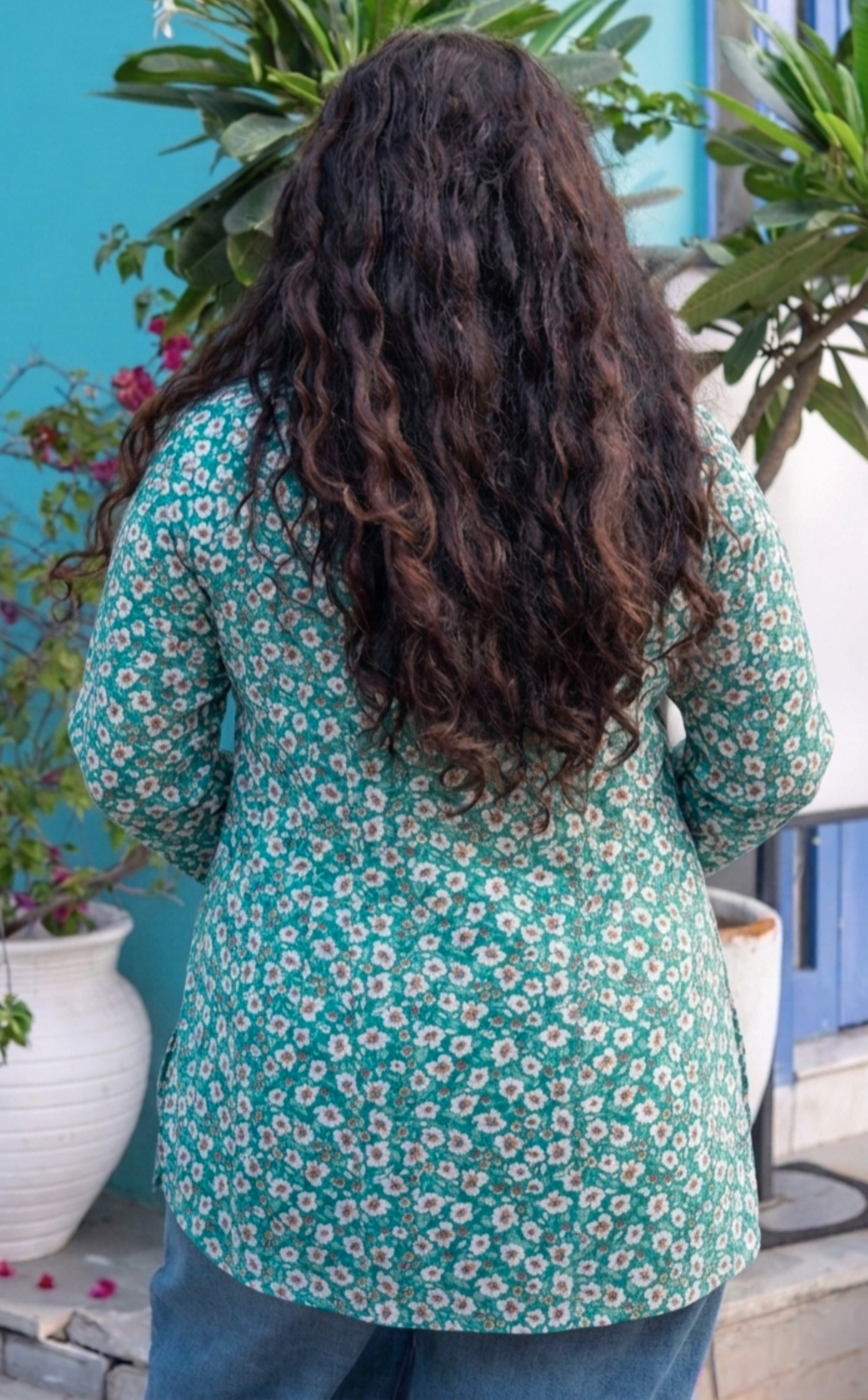 Seafoam Daisy Kurta Top
