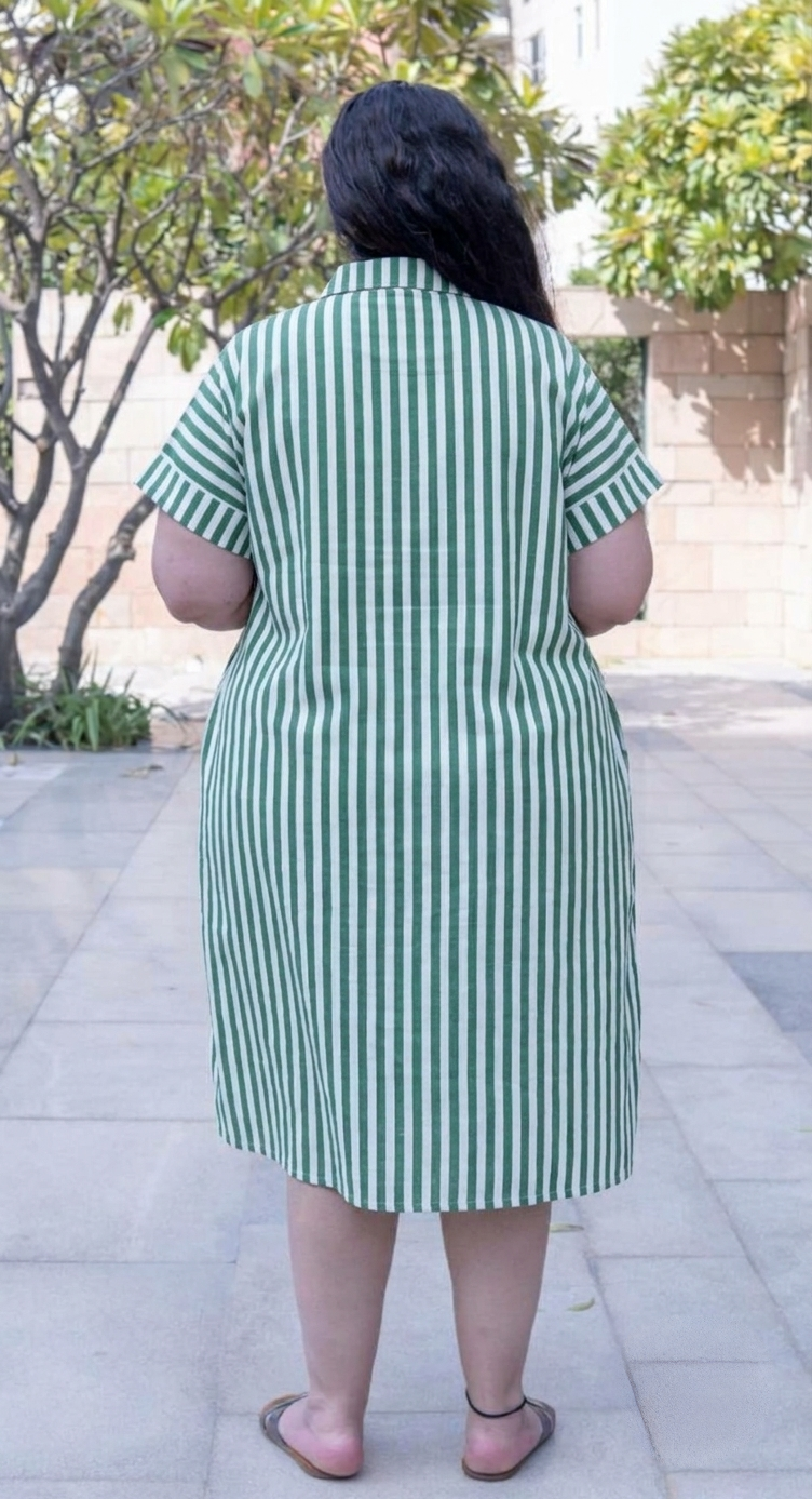 Mint Breeze Stripe Collar Dress