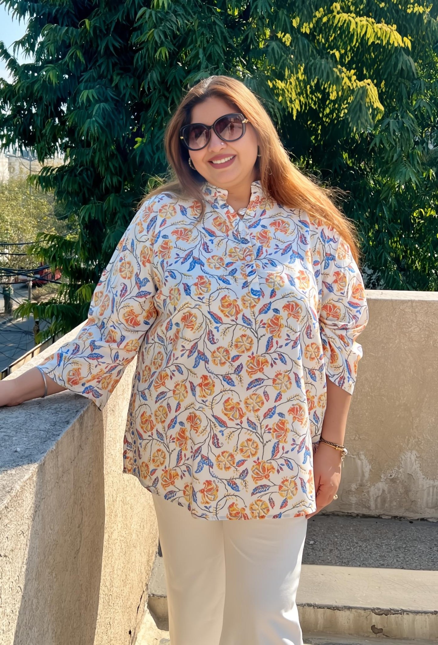 Amber Blossom Kurta Top