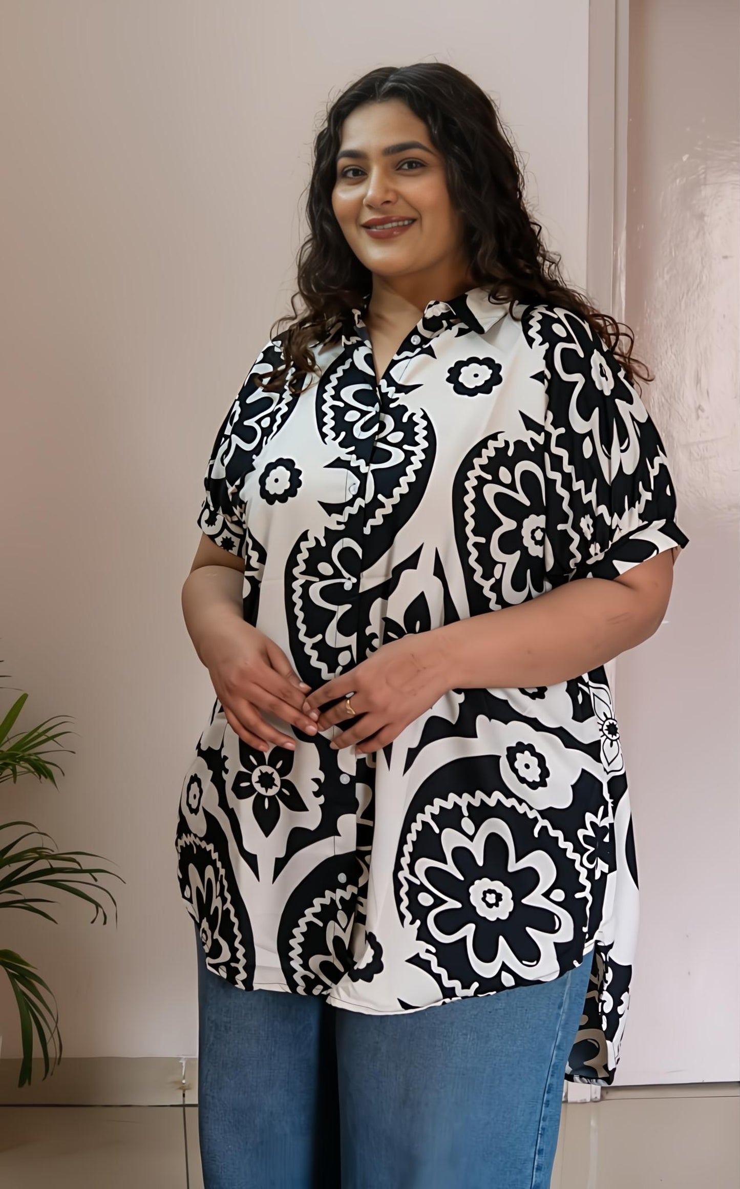 Abstract Flora Long Shirt