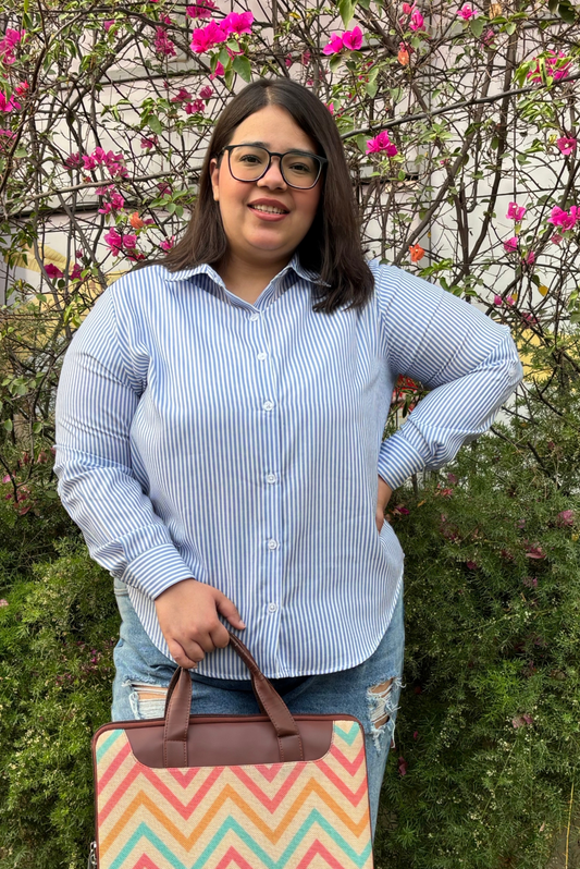 Office Ease Blue Stripe Shirt