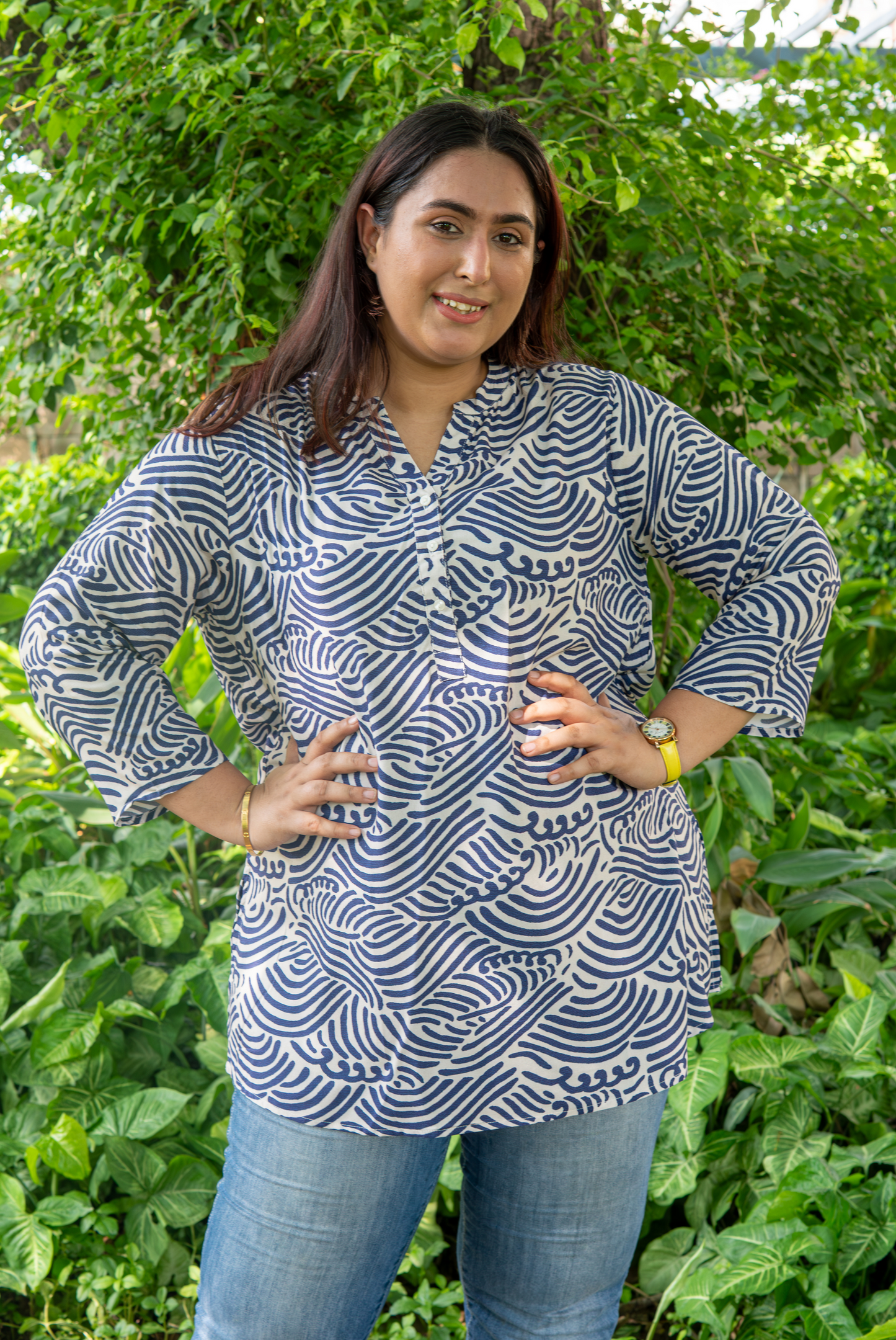Indigo Swirl Kurta Top