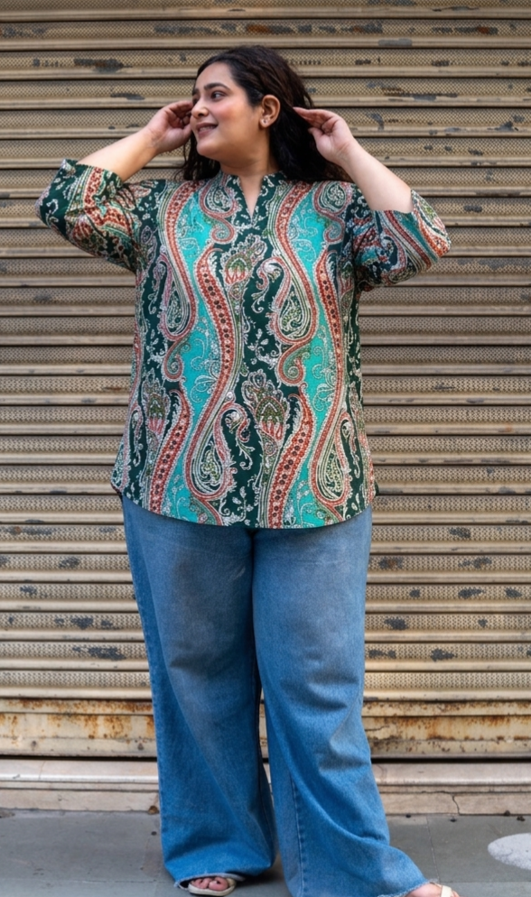 Turquoise Paisley Kurta Top