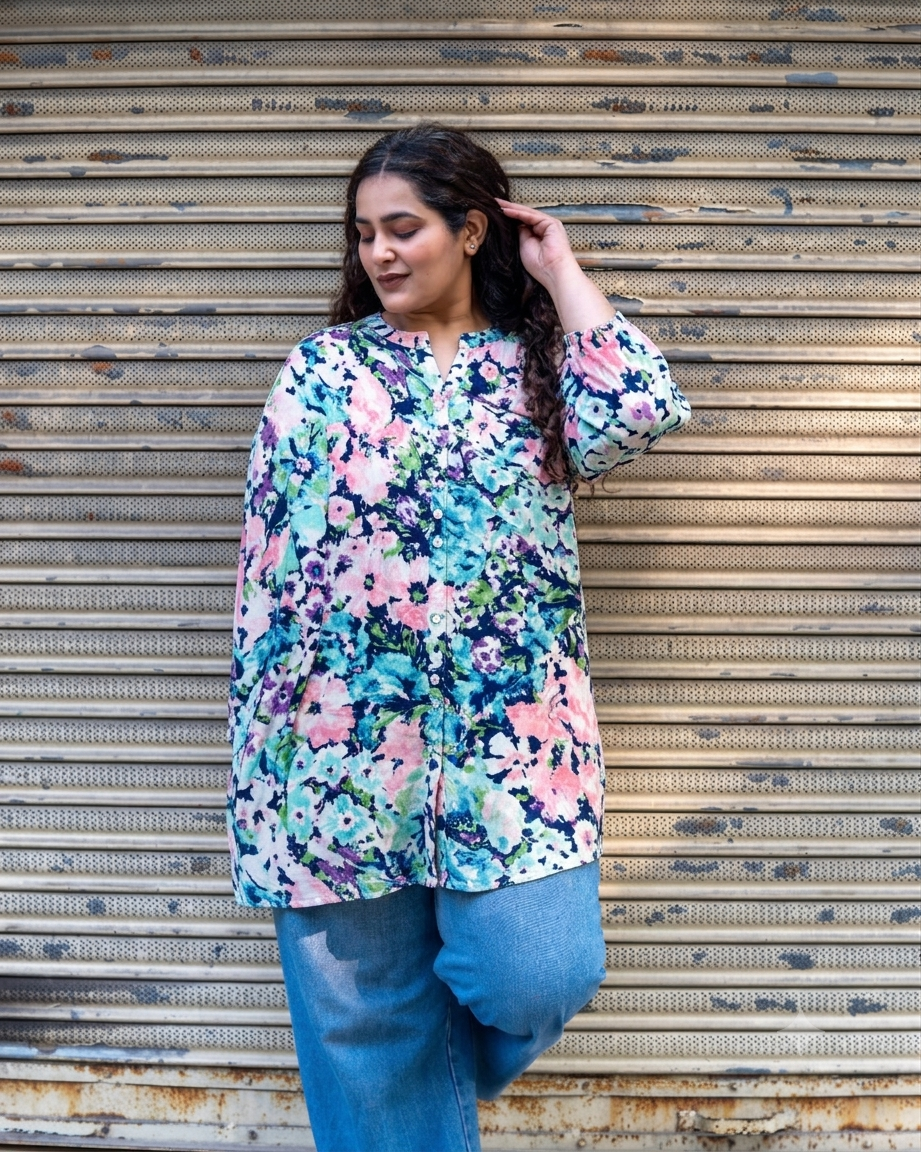 Watercolor Floral A-Line Tunic