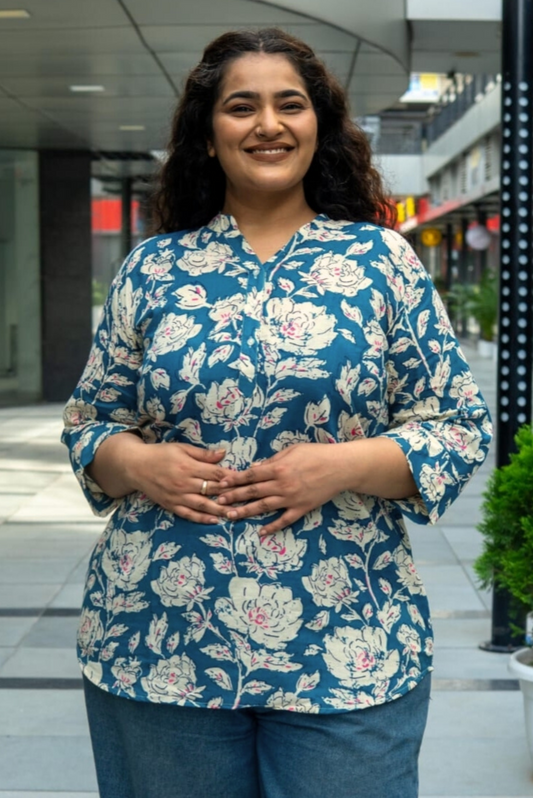 Blue Blossom Kura Top