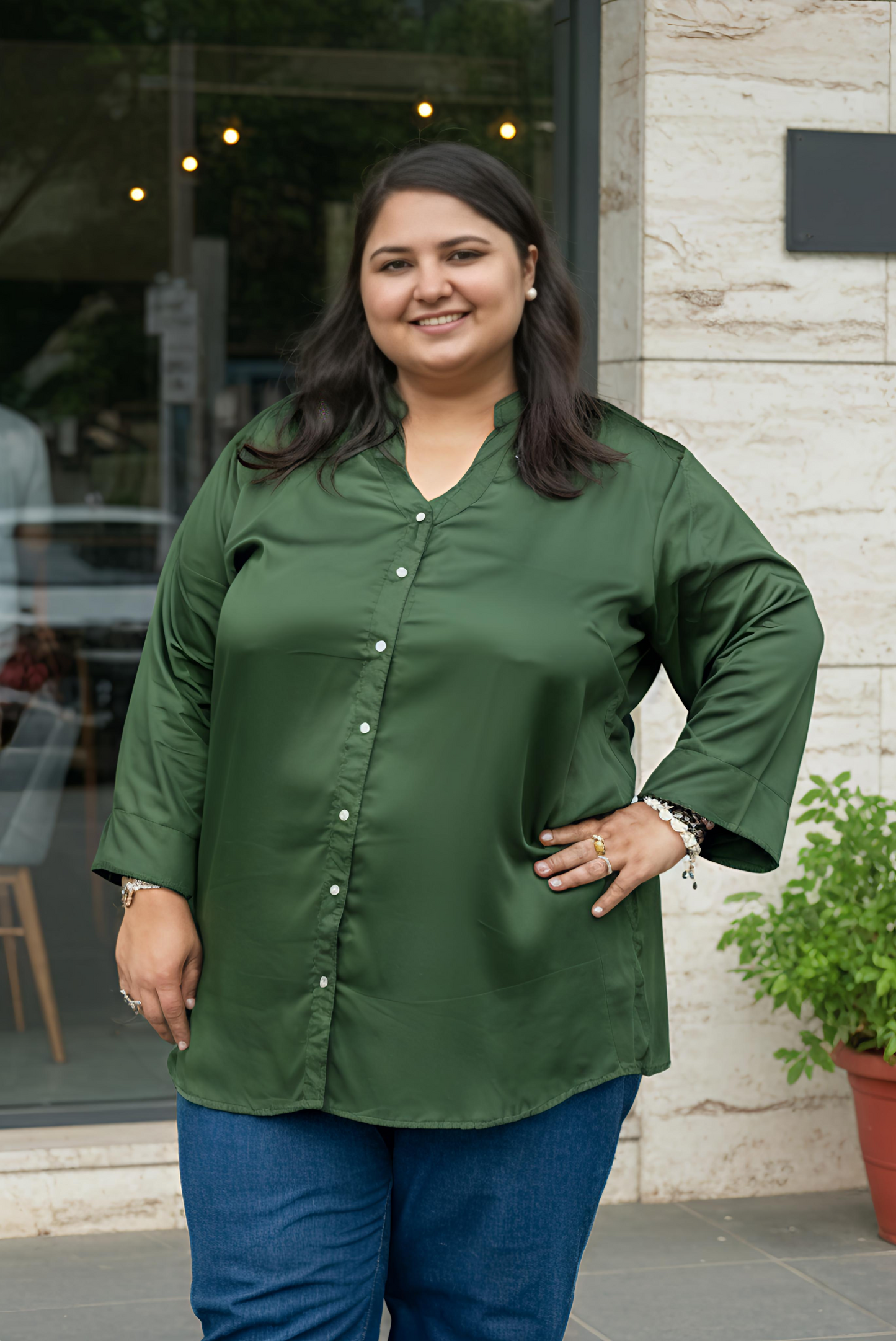 Emerald Luxe Button-Down