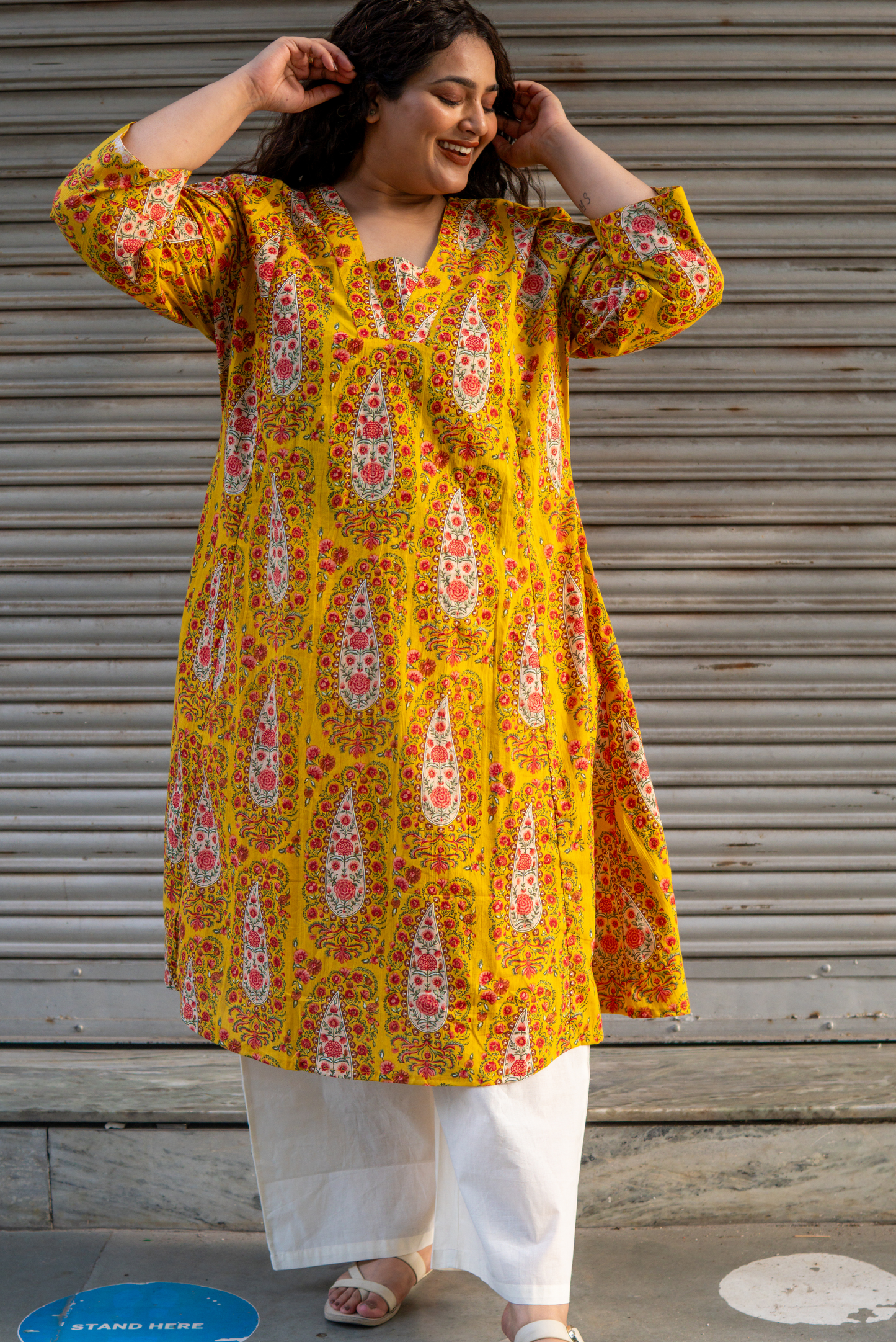 Sunlit Paisley A-Line Kurta Palazzo Set