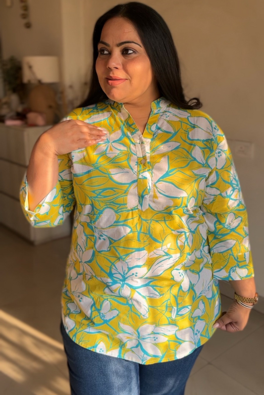 Evergreen Floral Kurta Style Top