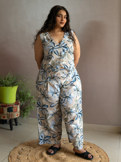 Blue Petal Waistcoat Coord