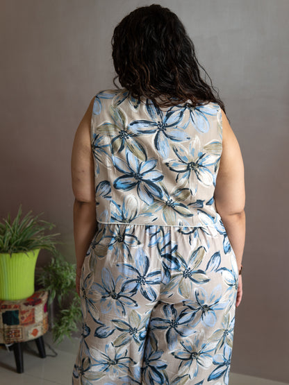 Blue Petal Waistcoat Coord