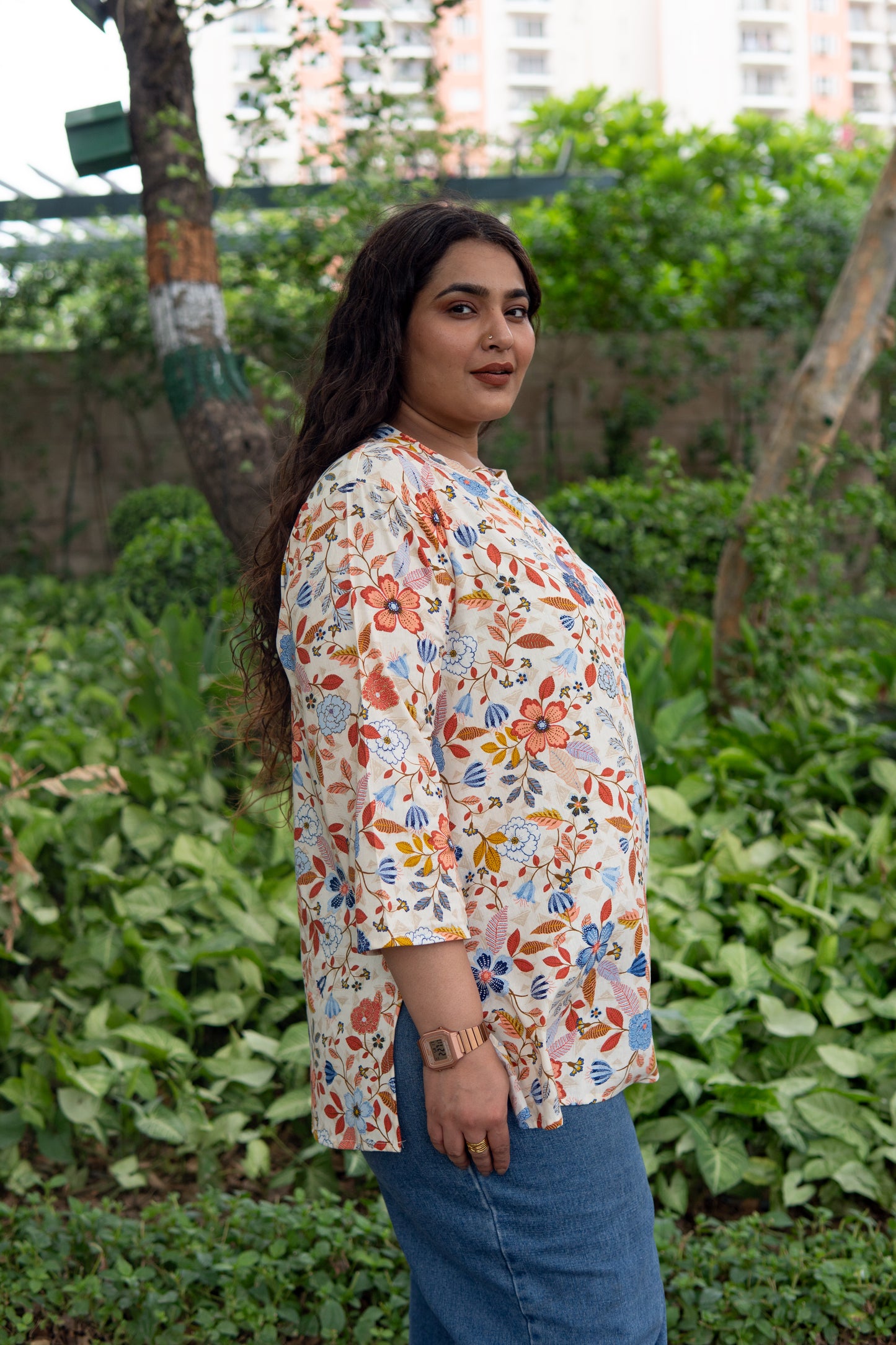 Bloom-Kissed  Slit Kurta Top