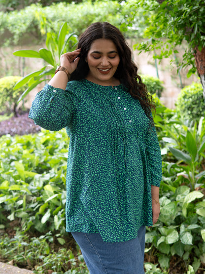 Green Glimmer Pintex Kurta Top