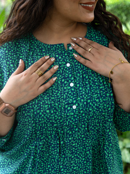 Green Glimmer Pintex Kurta Top
