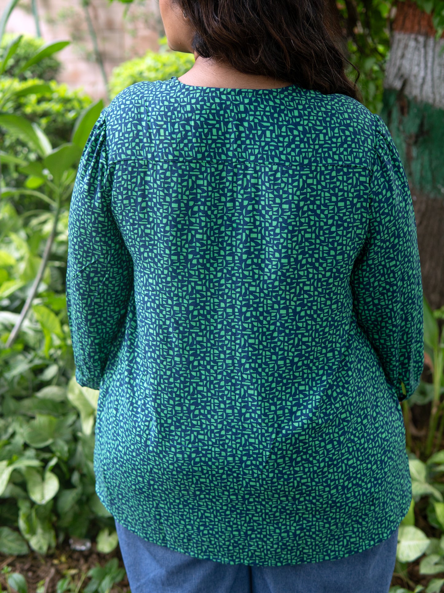 Green Glimmer Pintex Kurta Top