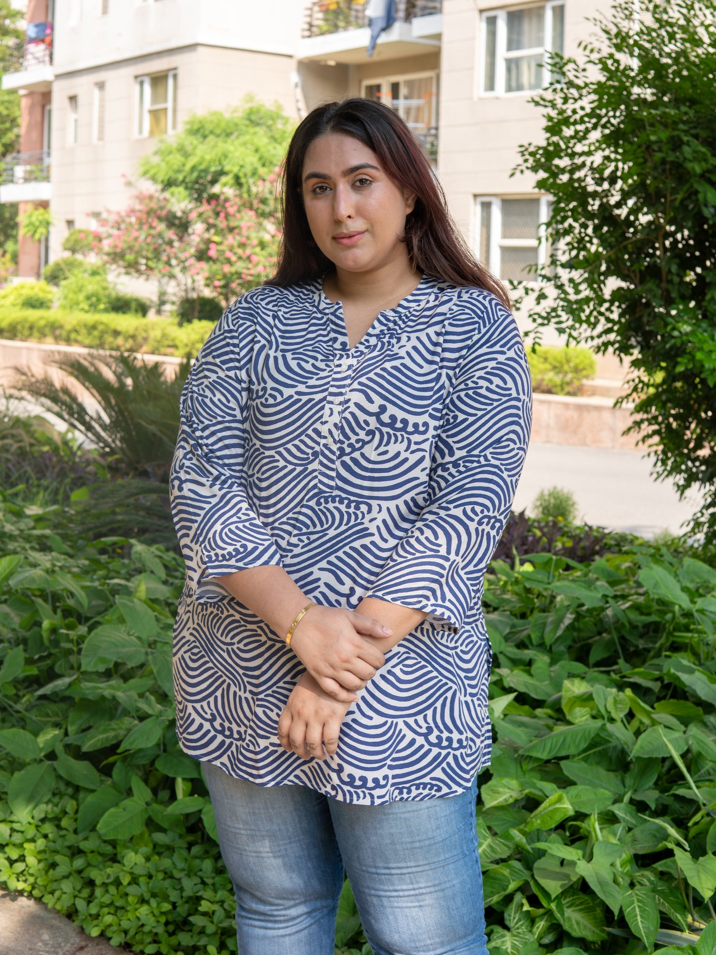 Indigo Swirl Kurta Top