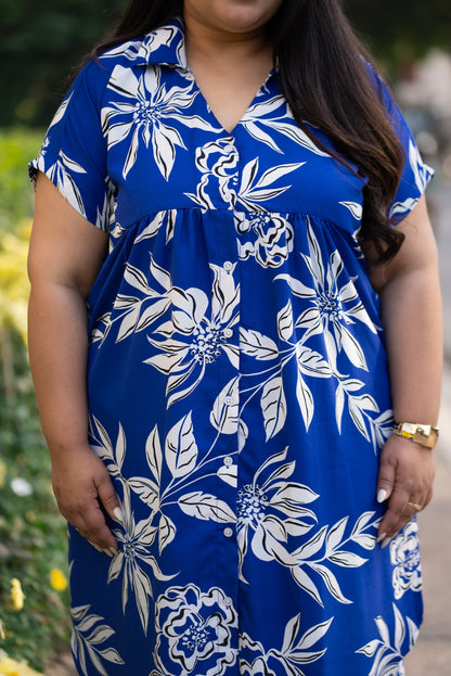 Flawless Blue Collar Elegance Dress