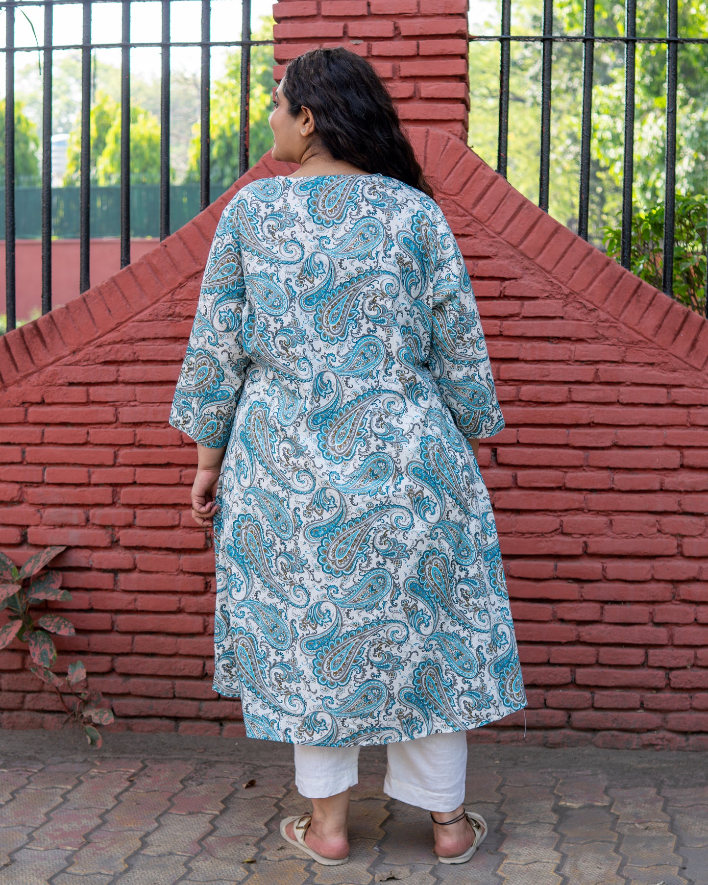 Blue Paisley A-Line Kurta