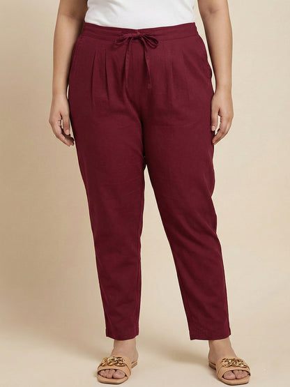 Mehroon RelaxFit  Cotton Pants