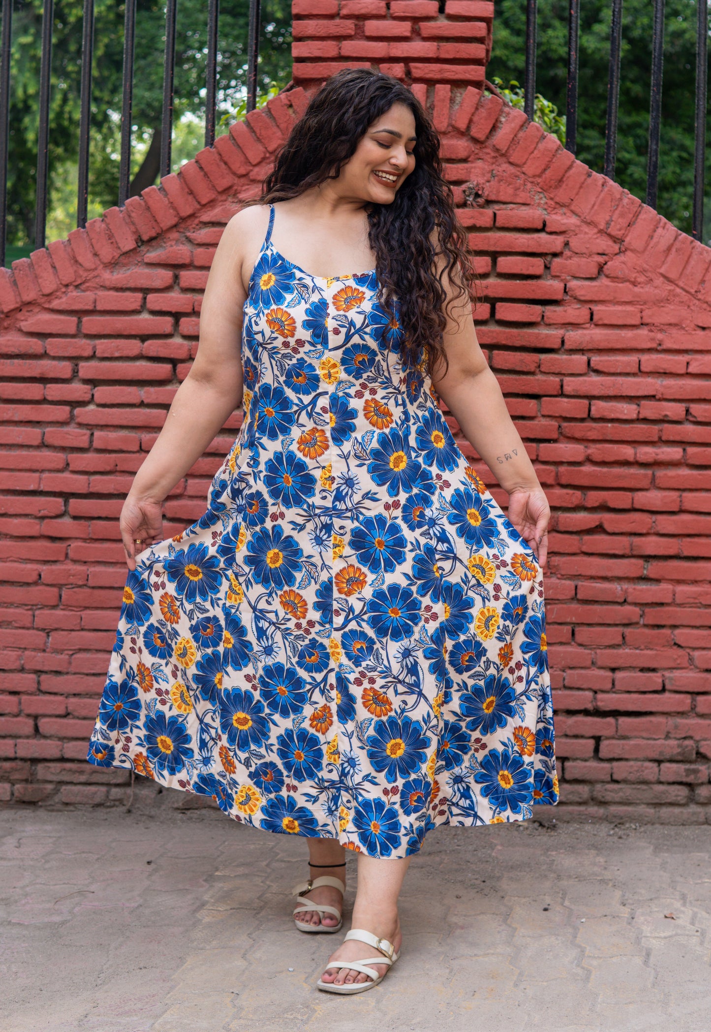 Sapphire Flared A-Line Midi Dress