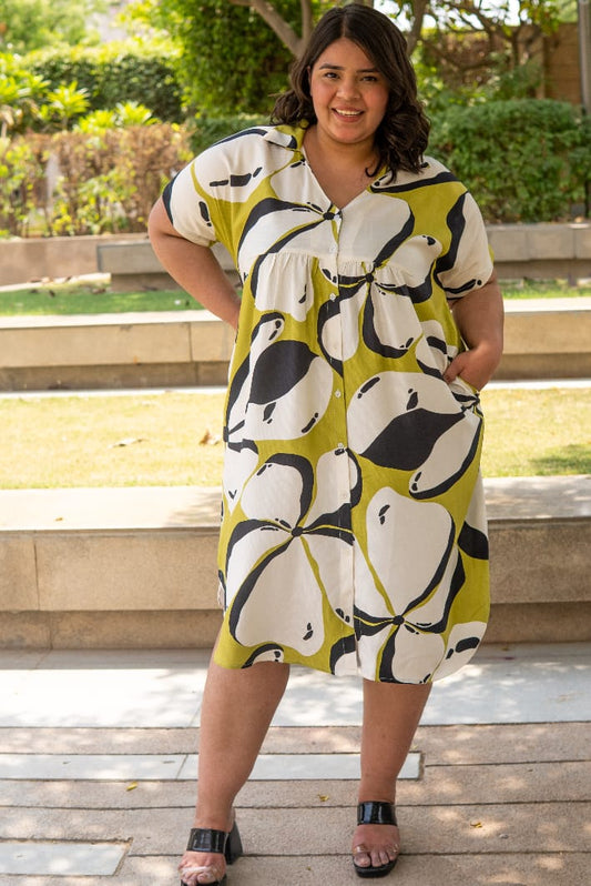 Floral Collar Button Down Dress