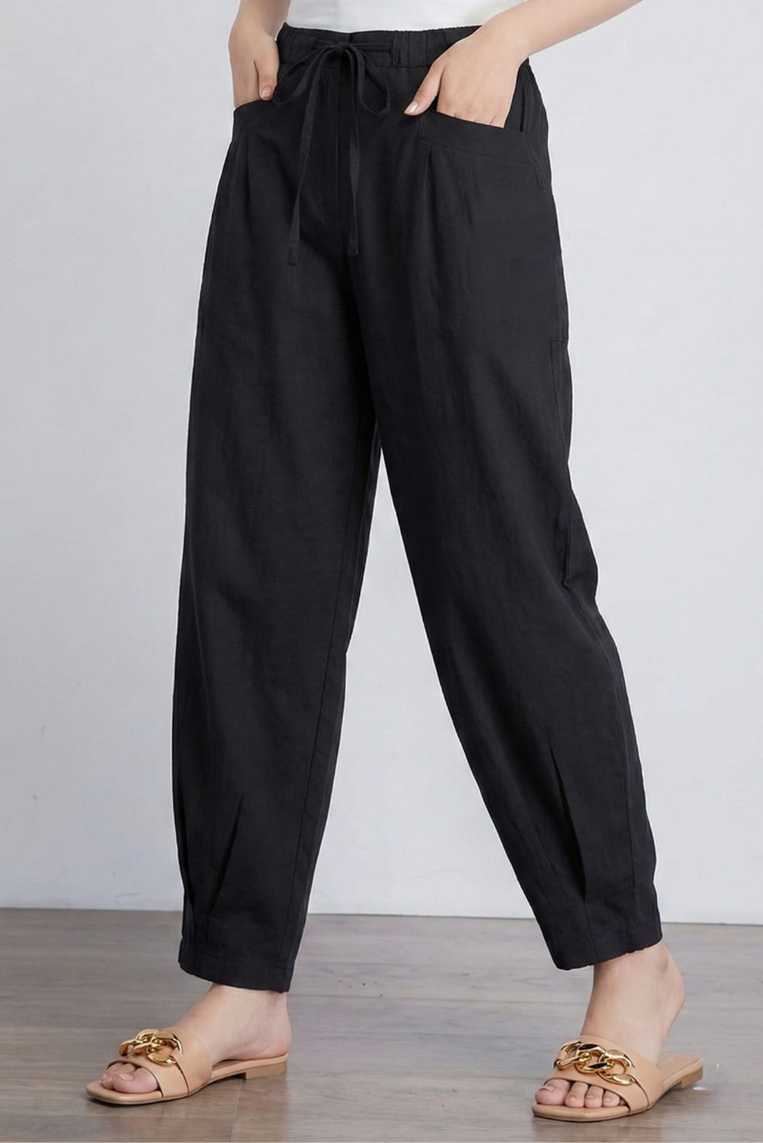 Coal LooseFit Pleat Cotton Pants