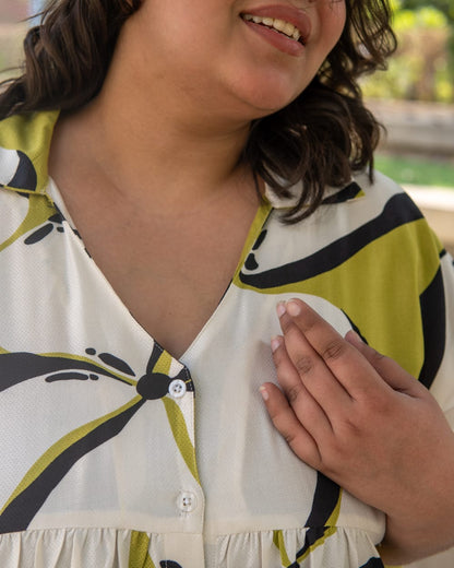 Floral Collar Button Down Dress