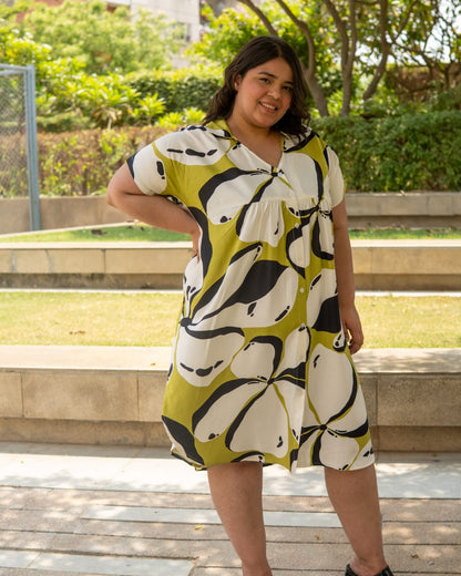 Floral Collar Button Down Dress