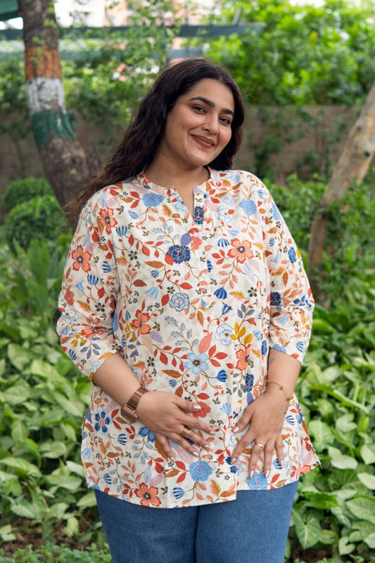 Bloom-Kissed  Slit Kurta Top