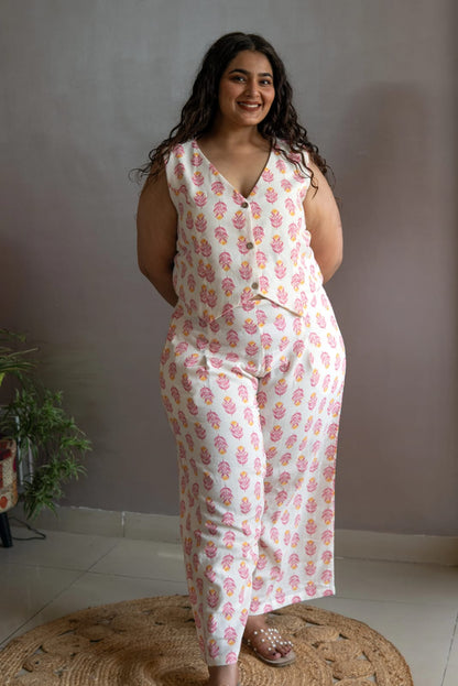 Soft Blush  Modern Waistcoat Coord