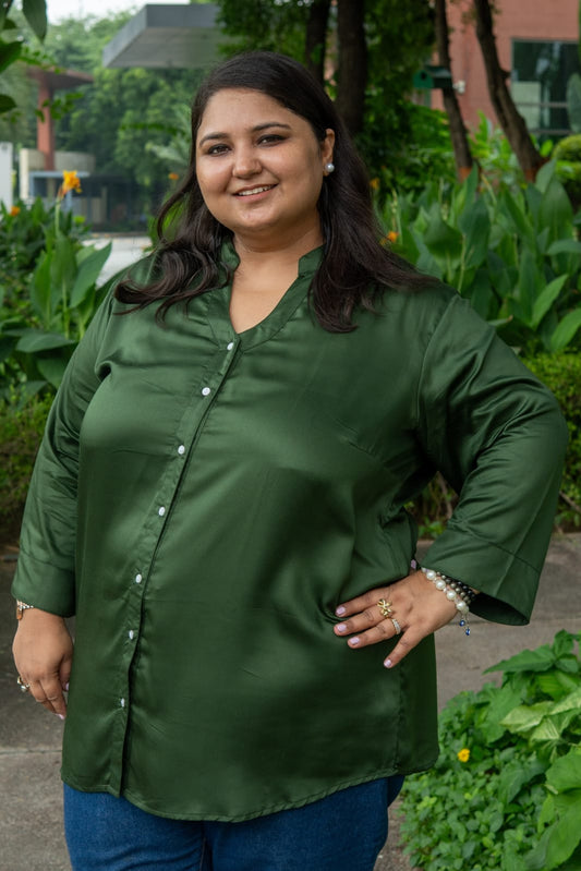 Emerald Luxe Button-Down
