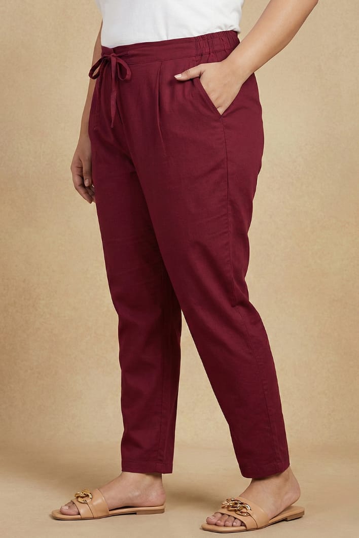 Mehroon RelaxFit  Cotton Pants