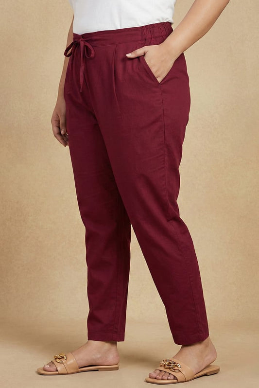 Mehroon RelaxFit  Cotton Pants