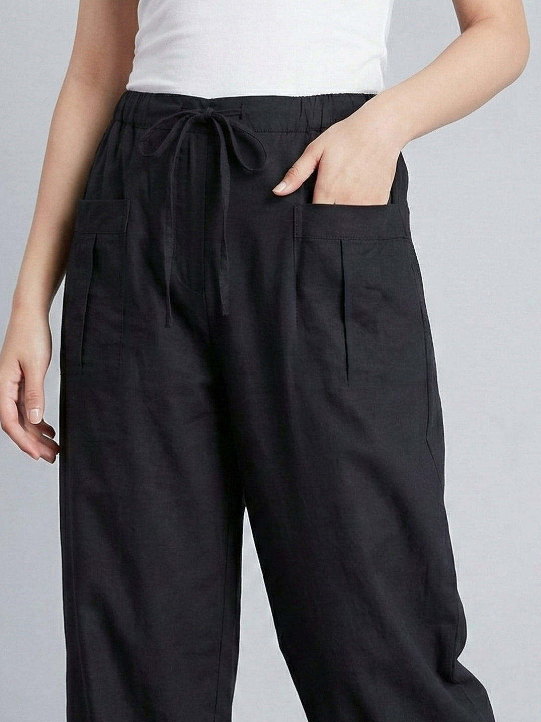 Coal LooseFit Pleat Cotton Pants