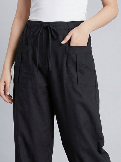 Coal LooseFit Pleat Cotton Pants