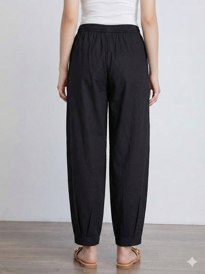 Coal LooseFit Pleat Cotton Pants
