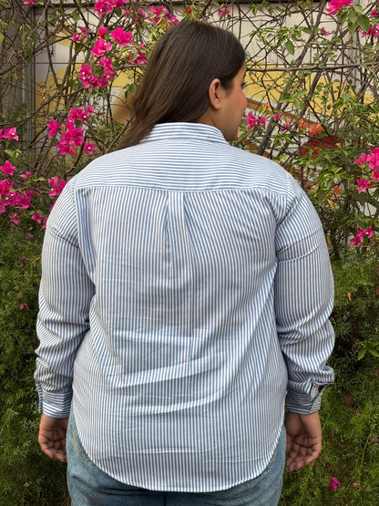 Office Ease Blue Stripe Shirt