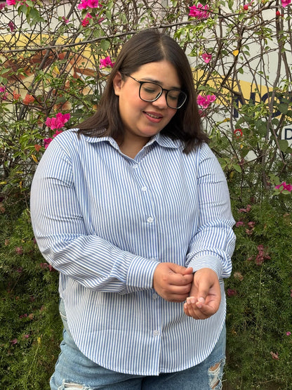 Office Ease Blue Stripe Shirt