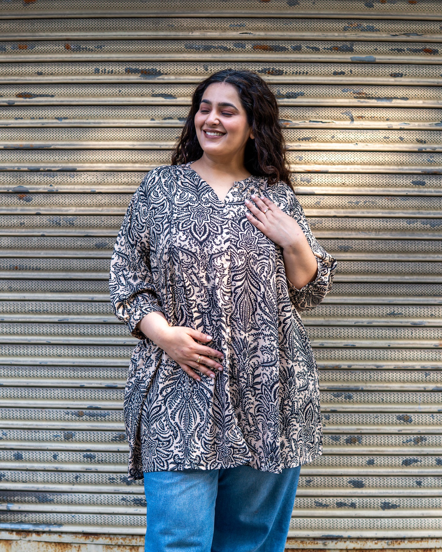 Mocha Paisley A-Line Tunic