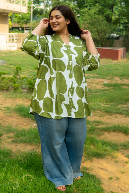 Abstract Leaf Print Shirt