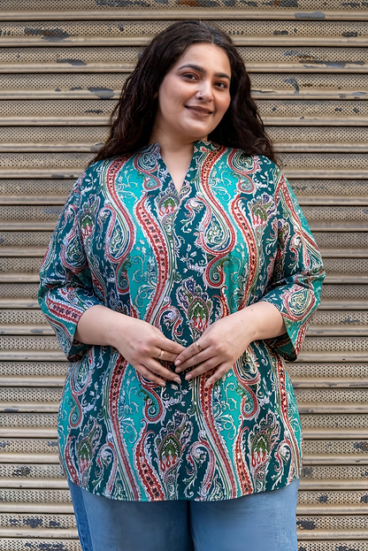 Turquoise Paisley Kurta Top