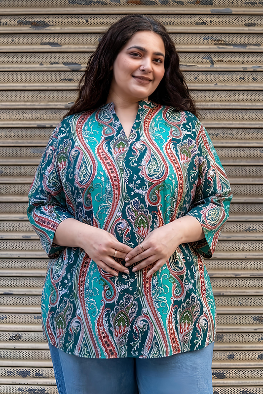 Turquoise Paisley Kurta Top