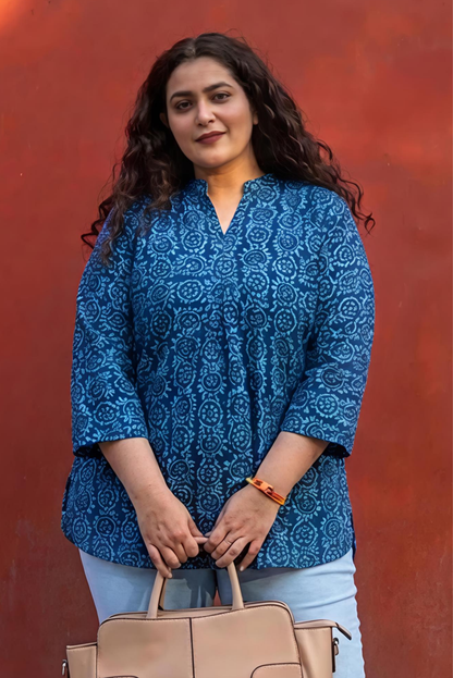 Jaipuri Indigo Kurta Top