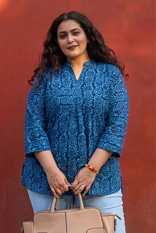 Jaipuri Indigo Kurta Top